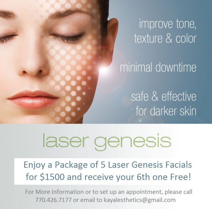 Laser Genesis- Improve tone, texture and color. Minimal downtime. Safe and effective for darker skin.